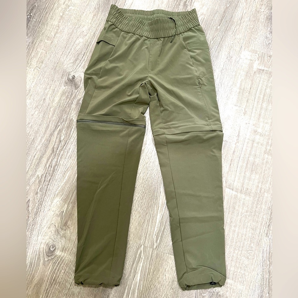 Columbia size s small pleasant creek convertible pants olive green rip off short